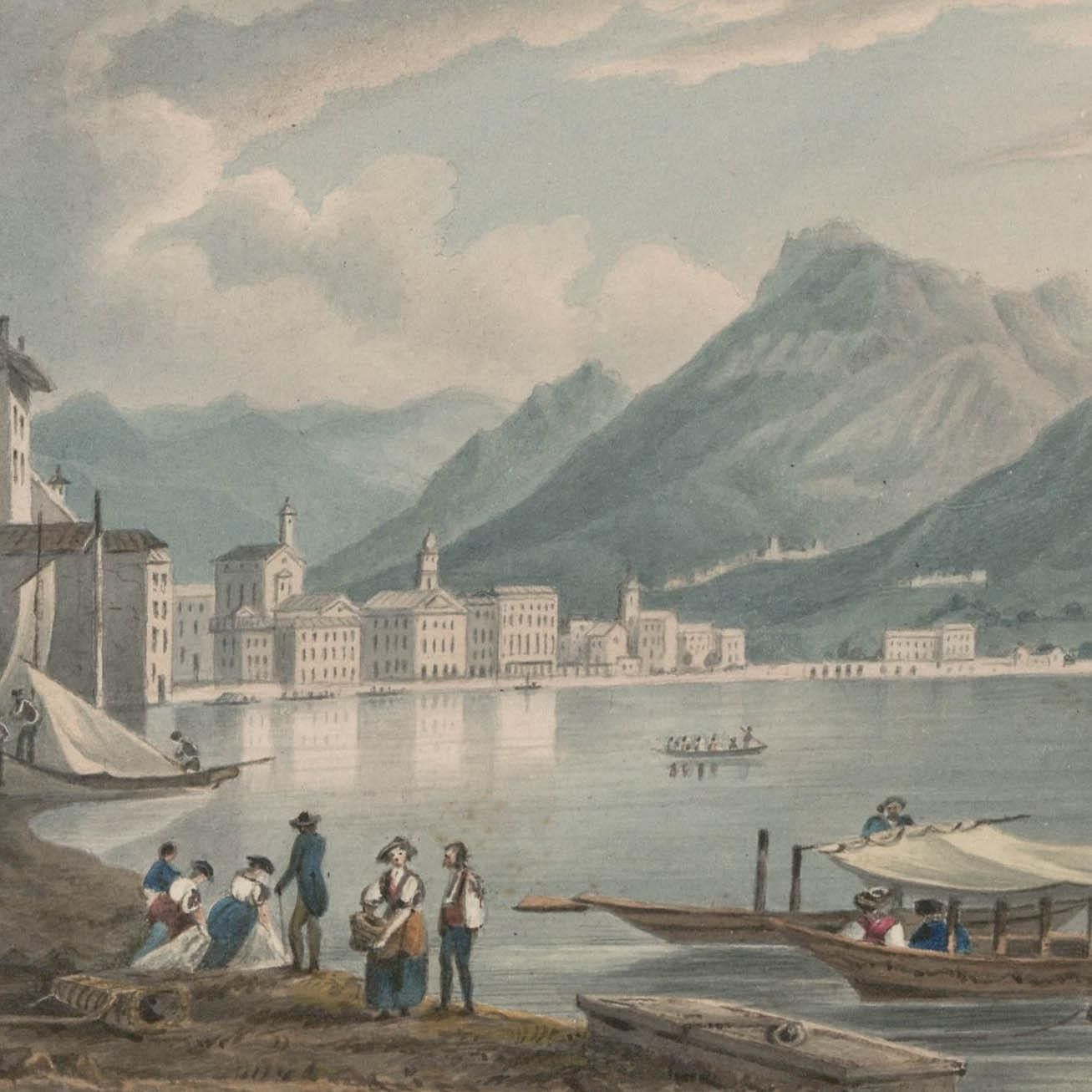 Thomas Remnant Charleton (1756 1849) Watercolour, Lake Lugano photo for sale