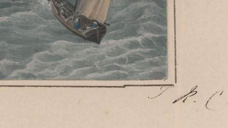 Thomas Remnant Charleton (1756 1849) Watercolour, Clovelly Bay photo Art