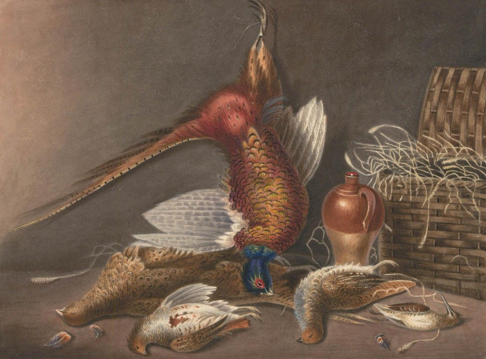 Thomas Remnant Charleton (1756 1849) Watercolour, Game Bird's In The Larder photo furniture