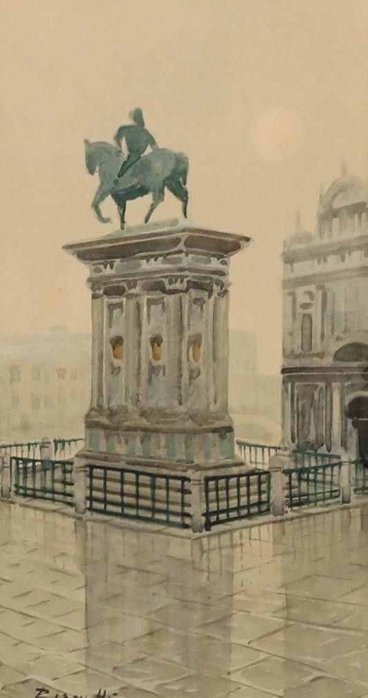 Andrea Biondetti (1851 1946) Watercolour, Bartolomeo Colleoni Monument photo furniture