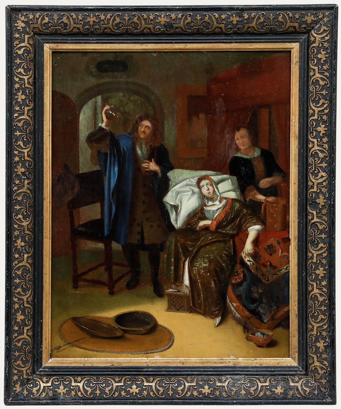 After Richard Brakenburgh (1650 1702) 19th Century Oil, The Doctor's Visit