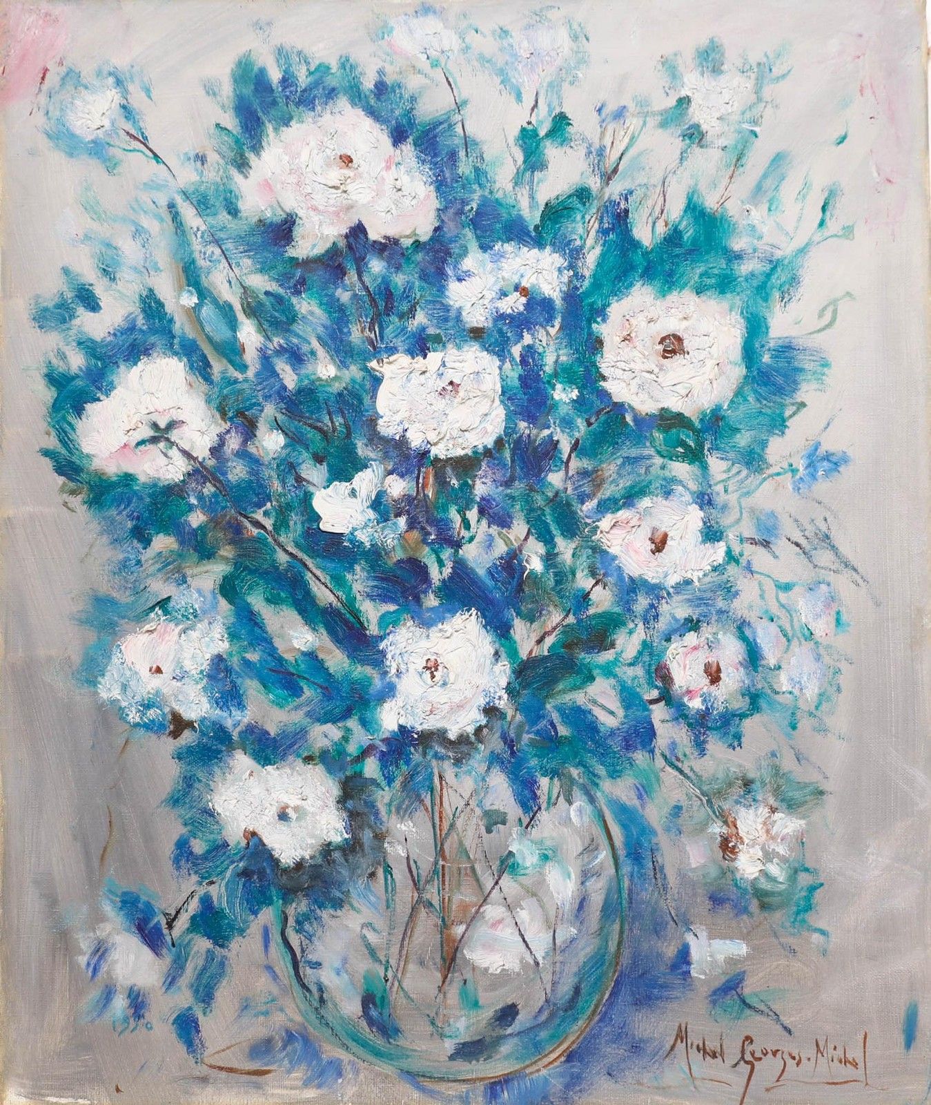 Michel Georges Michel (1883 1985). Mid 20th Century Oil, Bouquet De Fleurs photo furniture