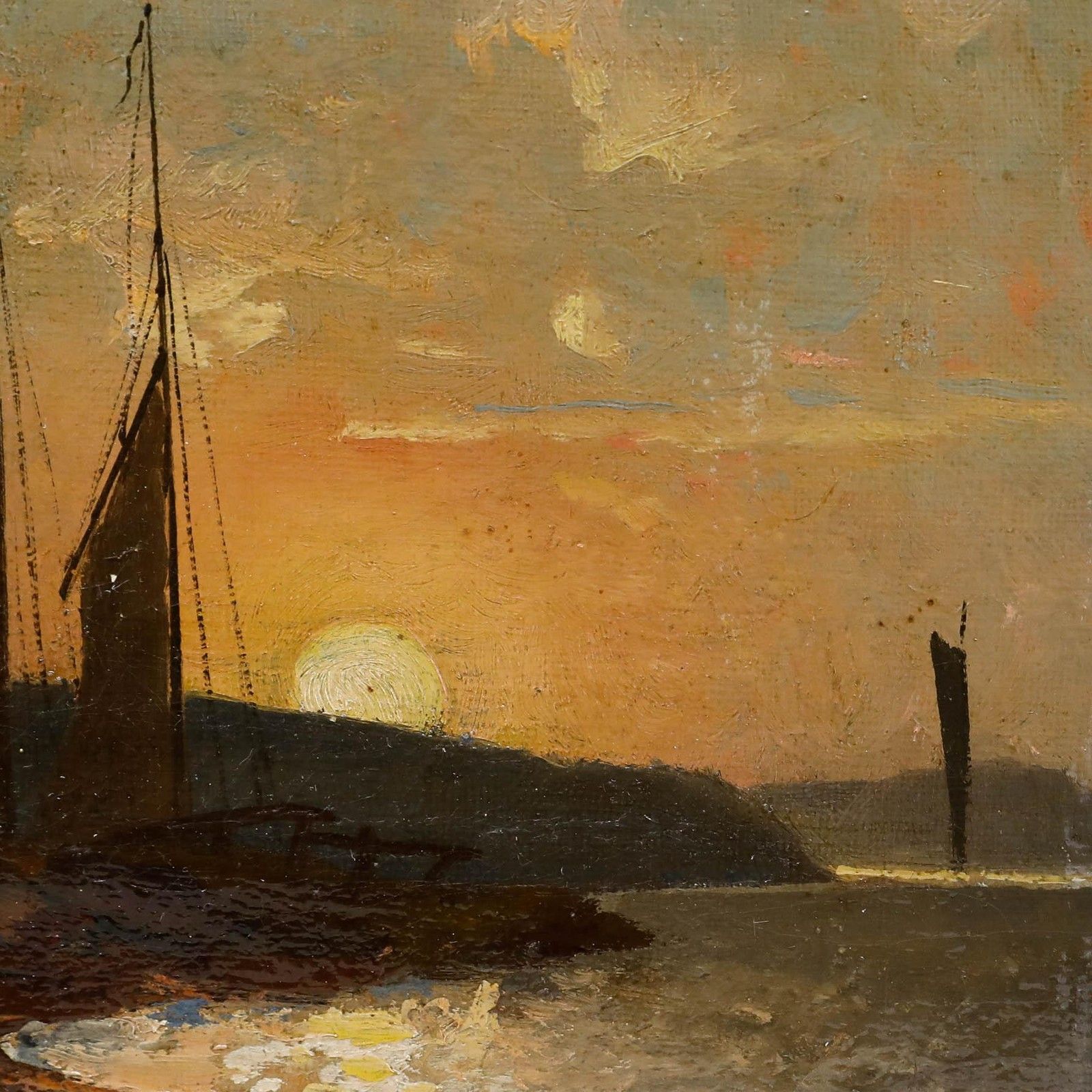 1887 Oil Beached Fishing Boats At Sunset photo 325.0