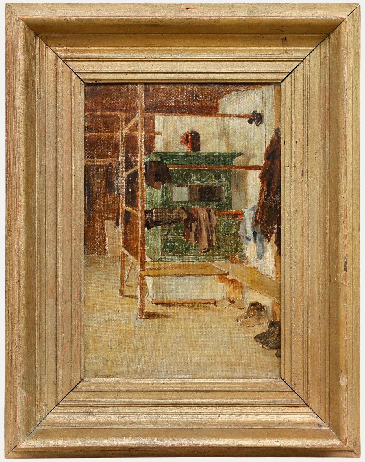 Kunz Meyer Waldeck (1859 1953) 1859 Oil, Drying Clothes By The Stove