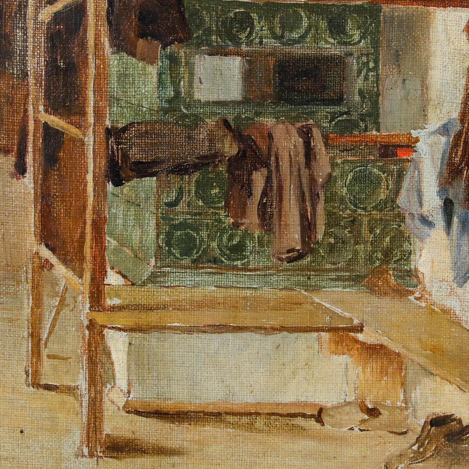Kunz Meyer Waldeck (1859 1953) 1859 Oil, Drying Clothes By The Stove photo Art
