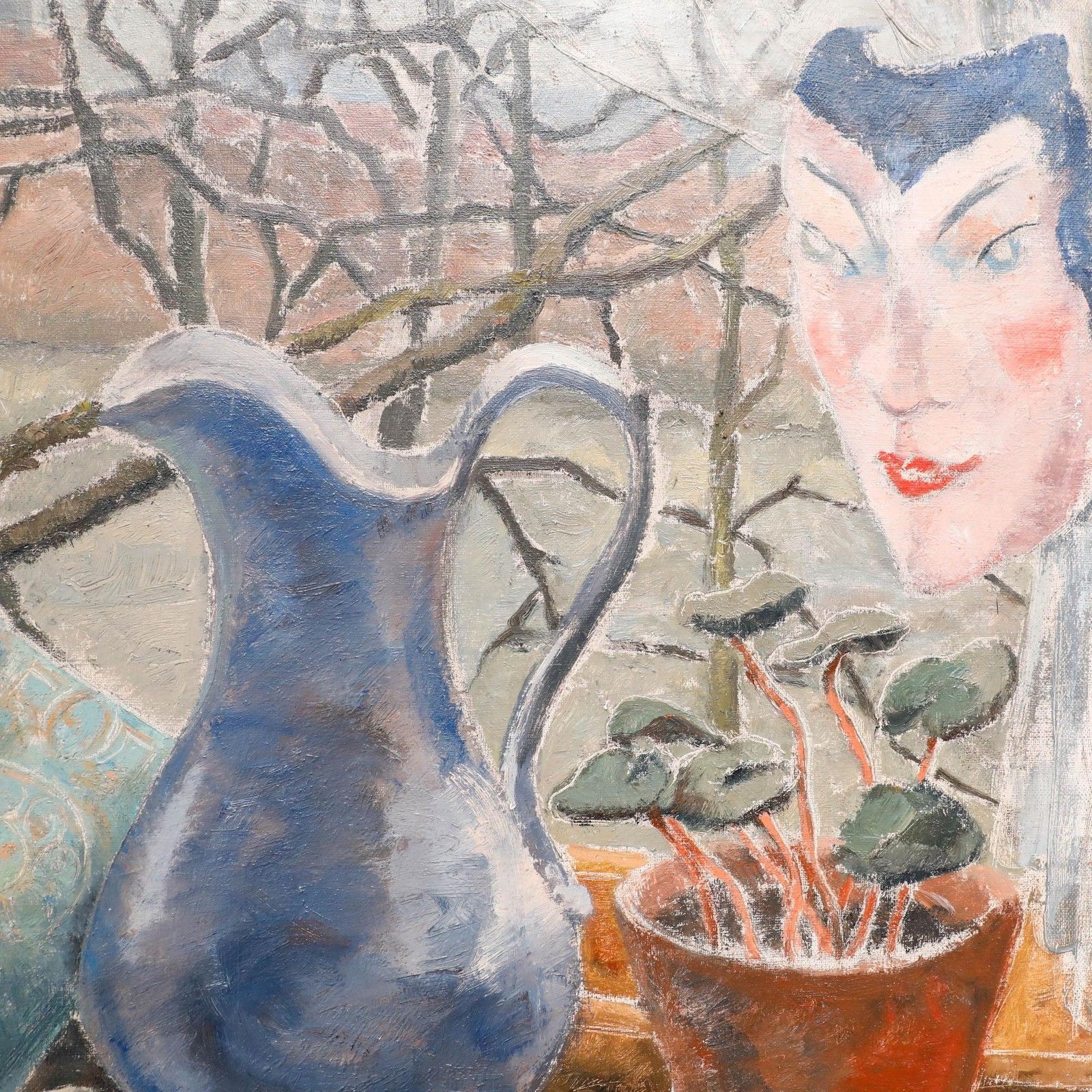 Johan Buning (1893 1963) Mid 20th Century Oil, Still Life With Venetian Mask photo Art
