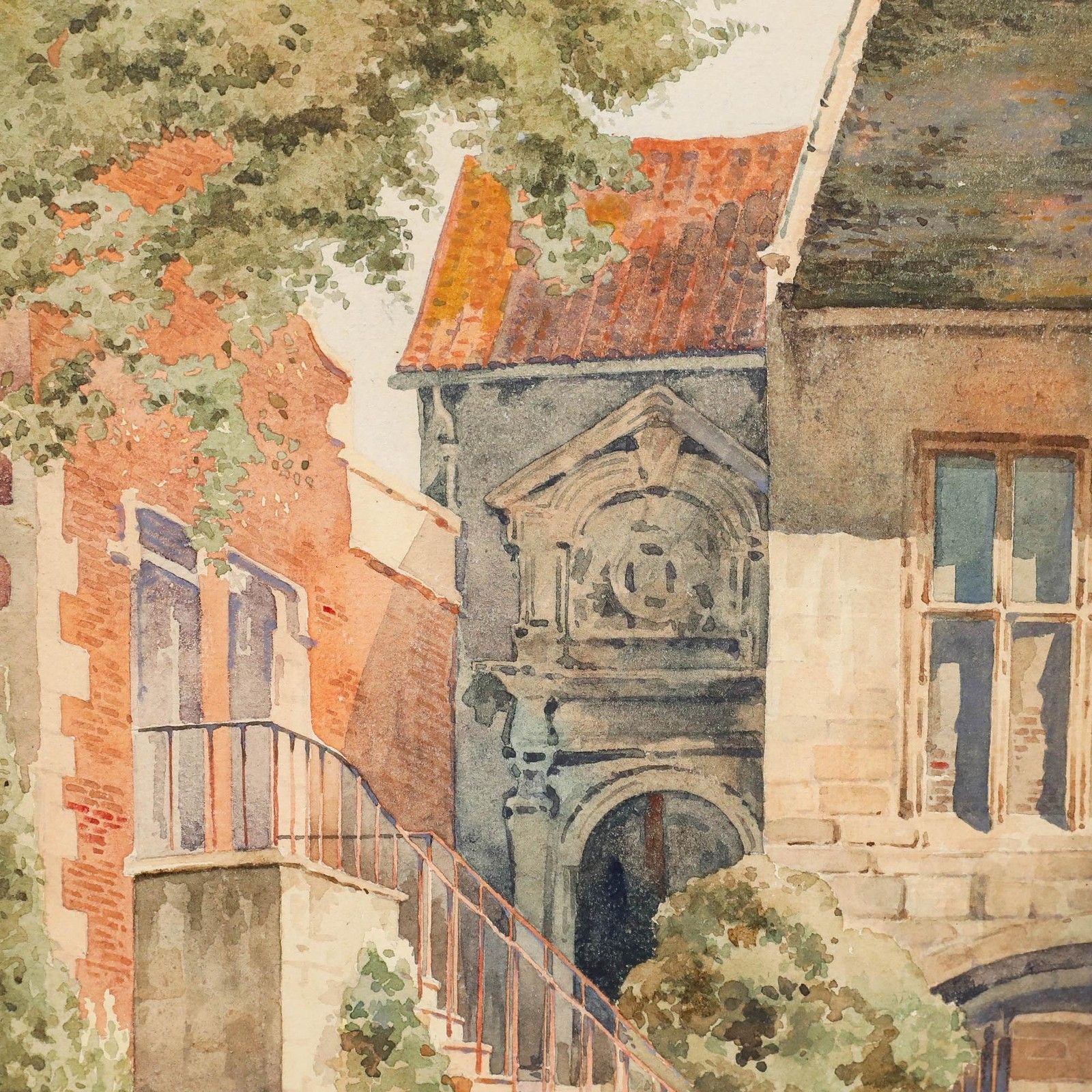 C. L. P. 1927 Watercolour, Entrance To Banqueting Hall, King's Manor photo for sale