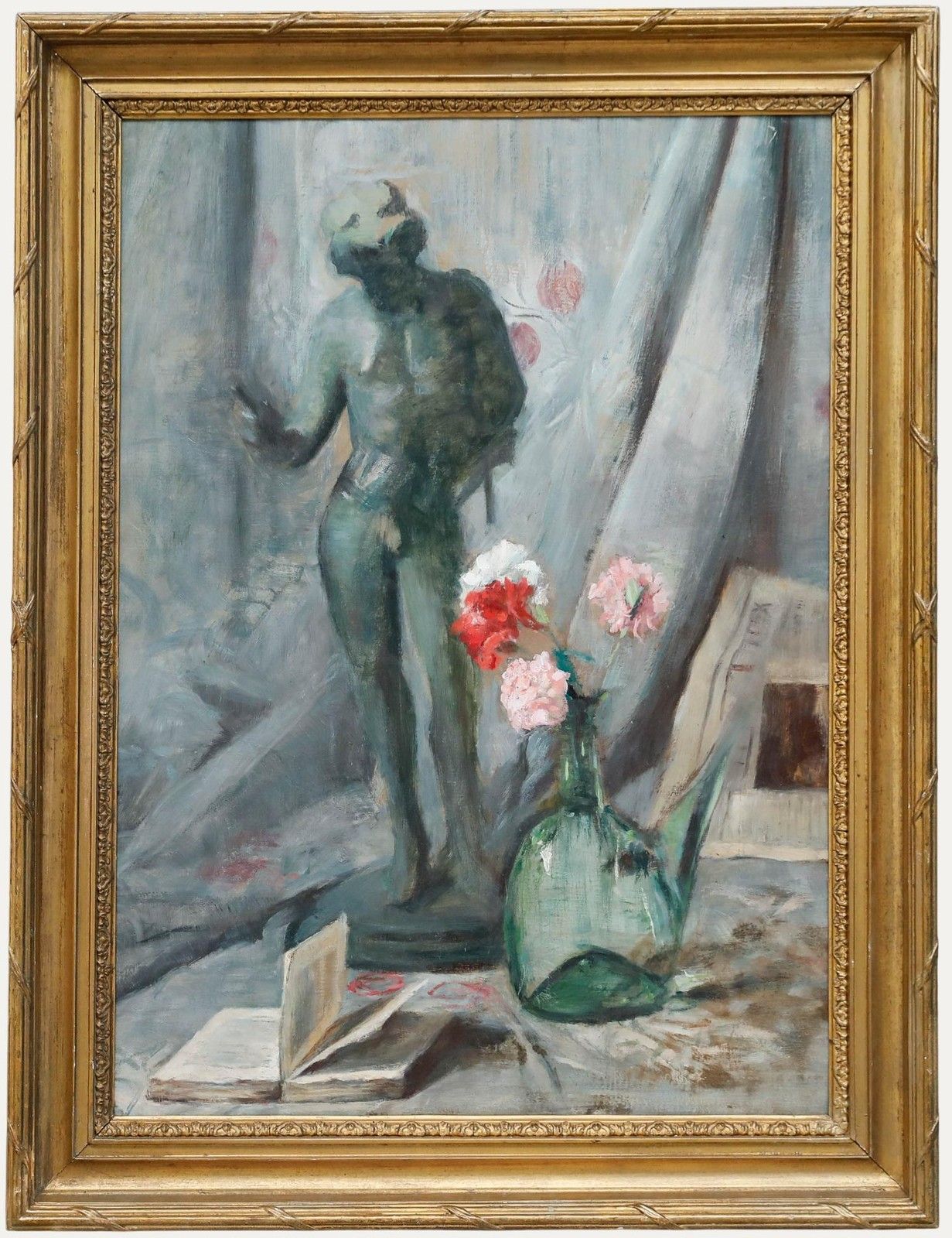 Cecile Hertz Eyrolles (1875 1974) Framed Oil, Narcissus & Carnations