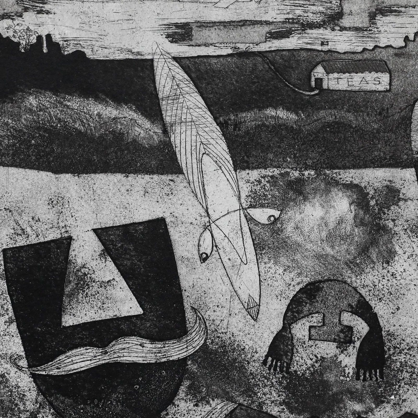 Jennifer Brown (1925 2008) 1987 Etching, The Drowning photo Art