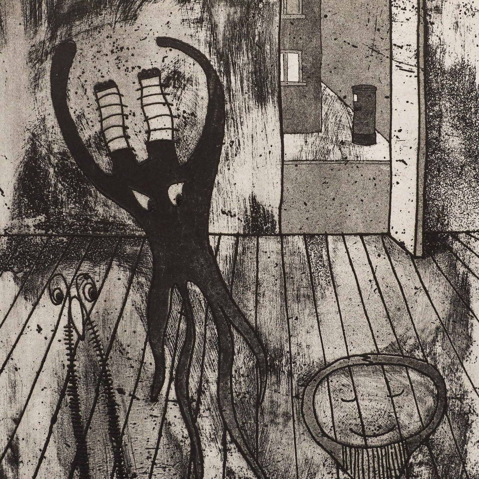 Jennifer Brown (1925 2008) 1987 Etching, Dancing Lesson photo Art
