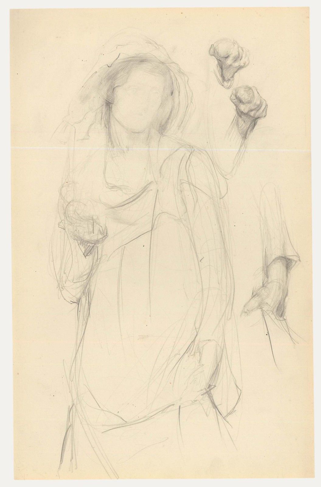 Attrib. John Cluysenaar (1899 1986) Graphite Drawing, Study Of A Hooded Lady