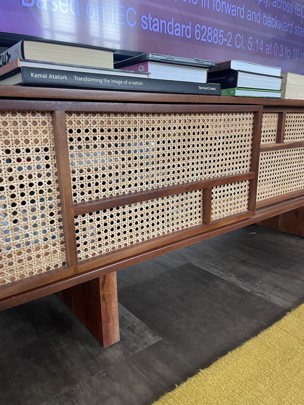 Swoon Brand Tv Stand, Dark Brown Acacia & Natural Rattan photo vintage