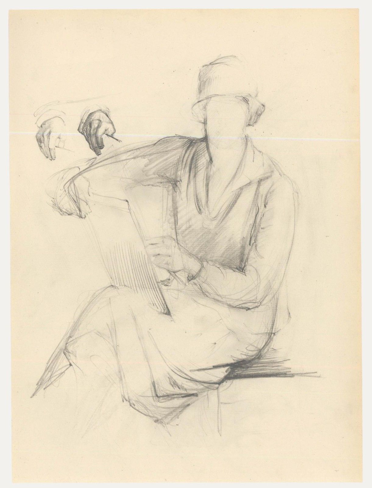 Attrib. John Cluysenaar (1899 1986) Graphite Drawing, Study Of An Artist