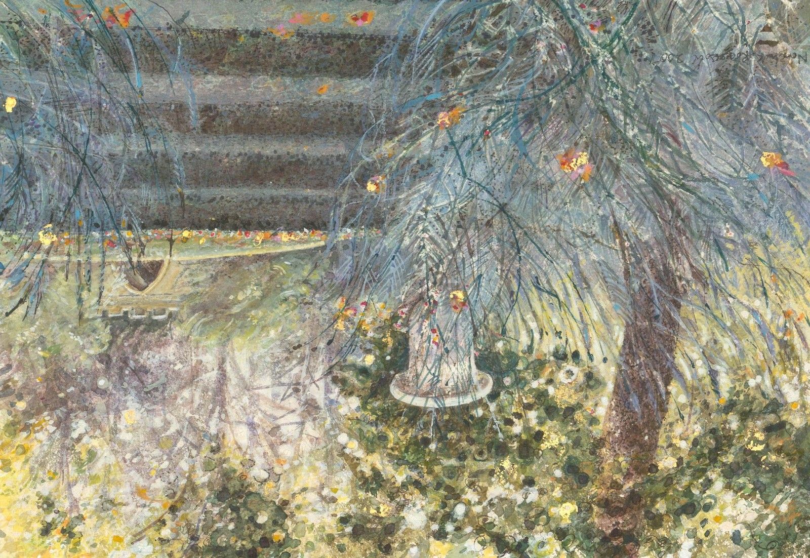 Norah K. Rogerson 20th Century Watercolour, Urn On The Steps photo furniture
