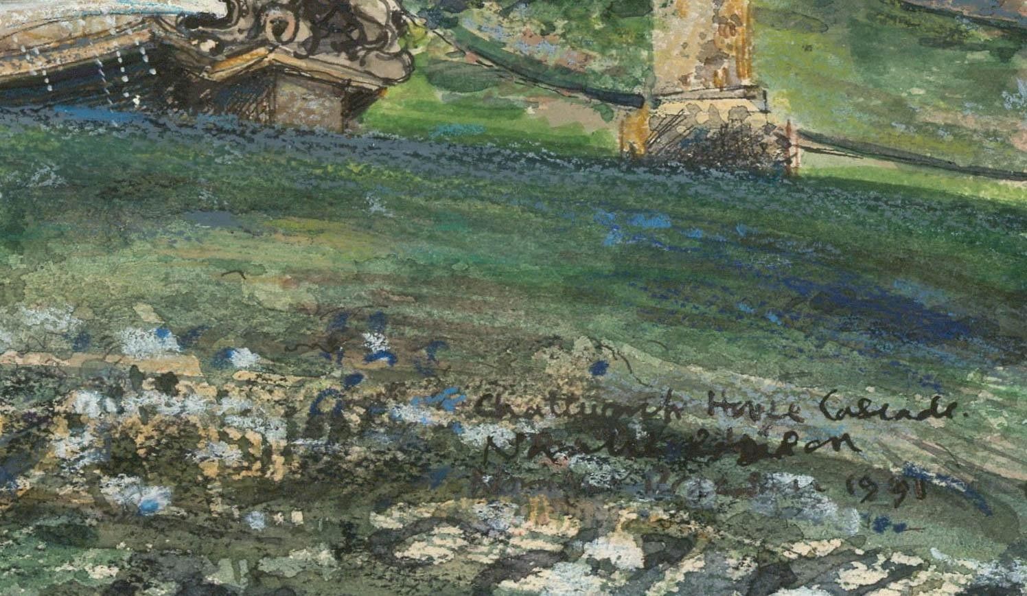 Norah K. Rogerson 20th Century Watercolour, The Cascade House, Chatsworth photo Art