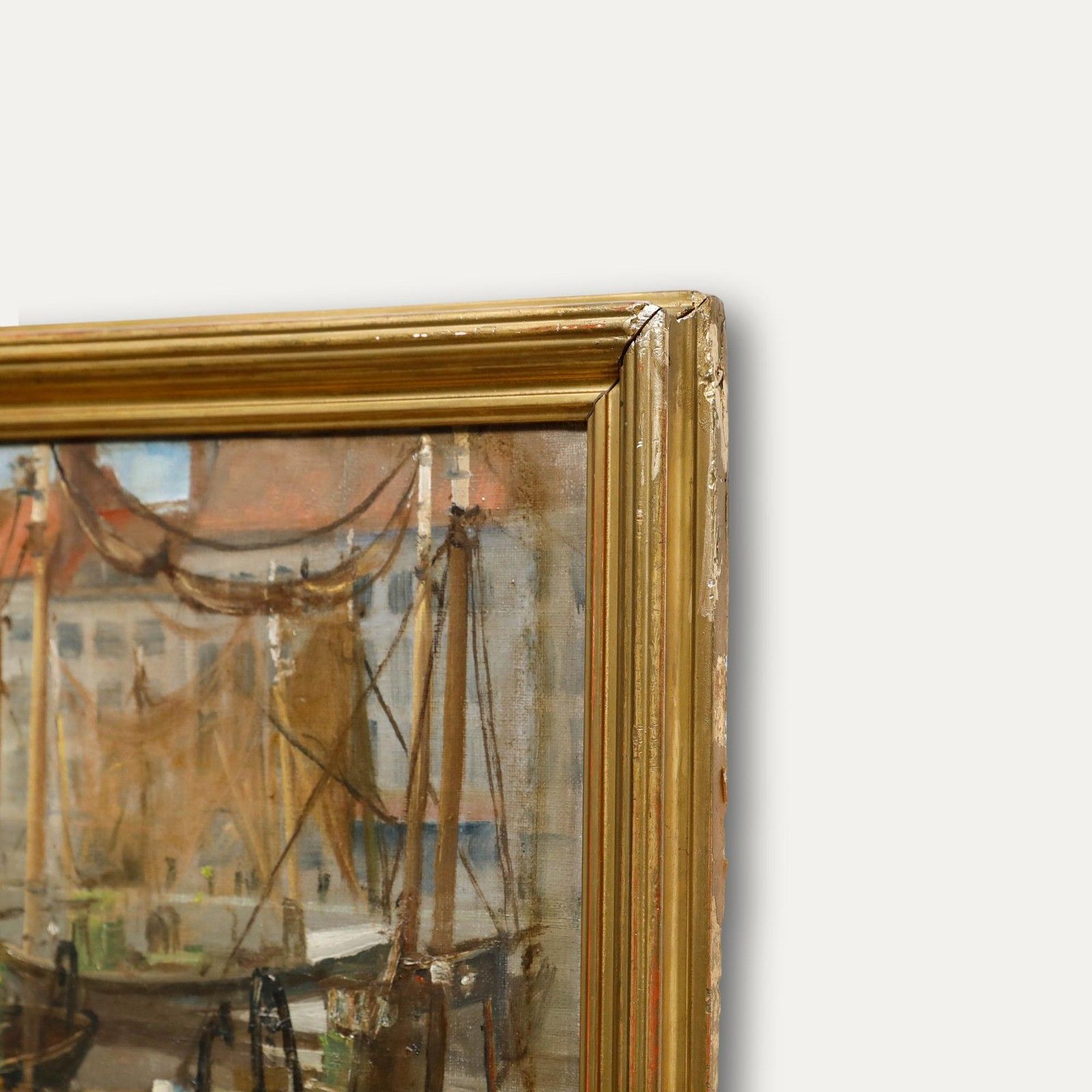 Anne Berty Mid 20th Century Oil, Ostend Fishing Boats photo 495.0