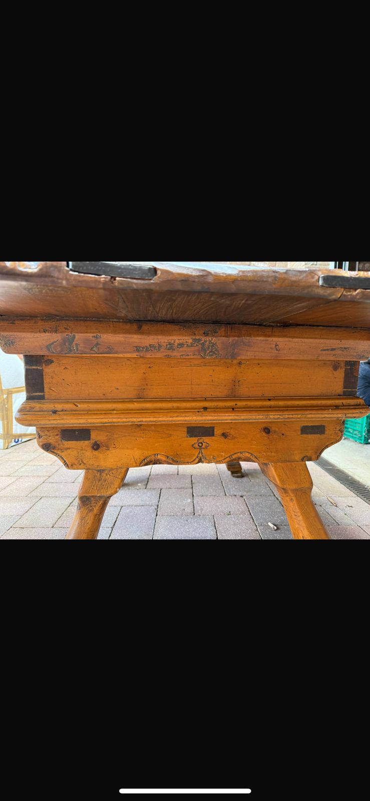 19th Century Handmade Very Special Antique Swiss Table Set With 6 Chairs photo vintage