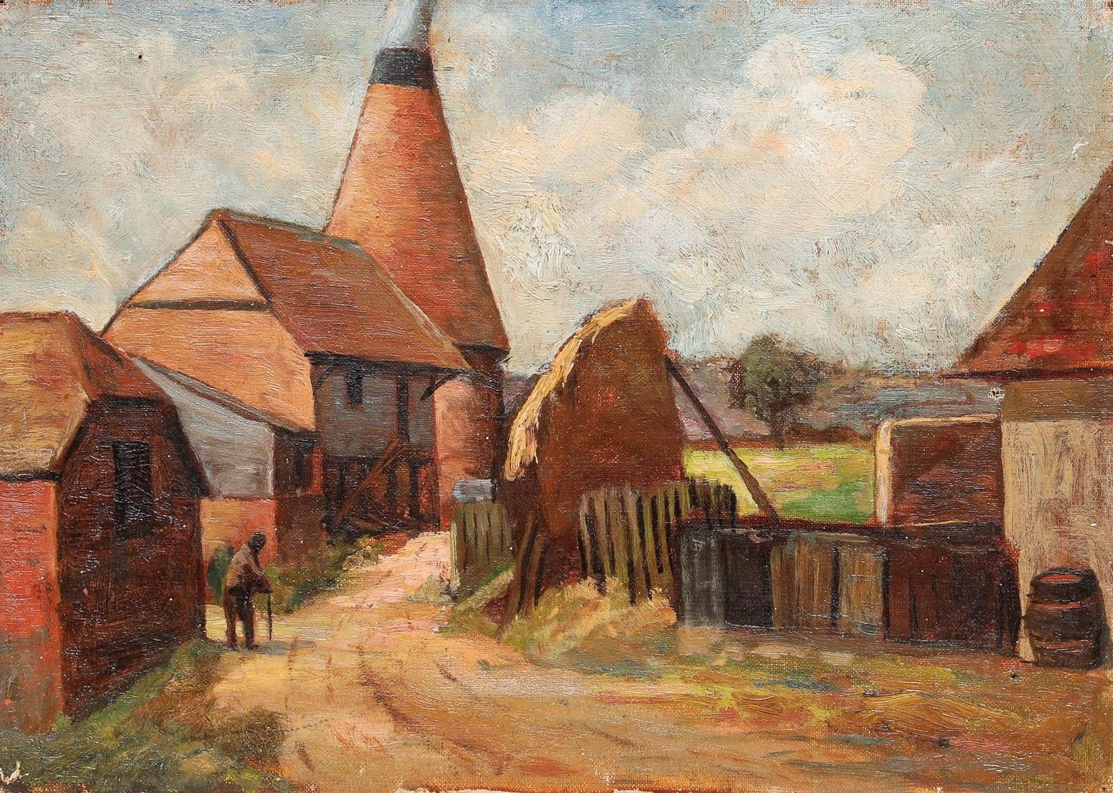 Continental School Early 20th Century Oil Road To The Oast House photo furniture