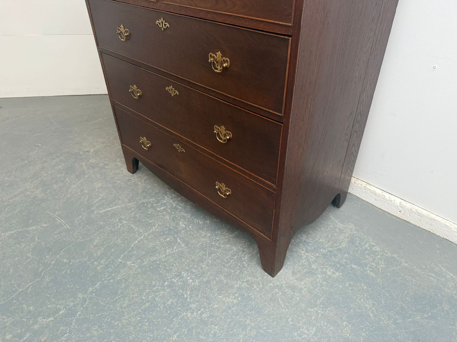 A Superb 5 Drawer Georgian Oak Narrow Splayed Foot Chest Of Drawers photo furniture