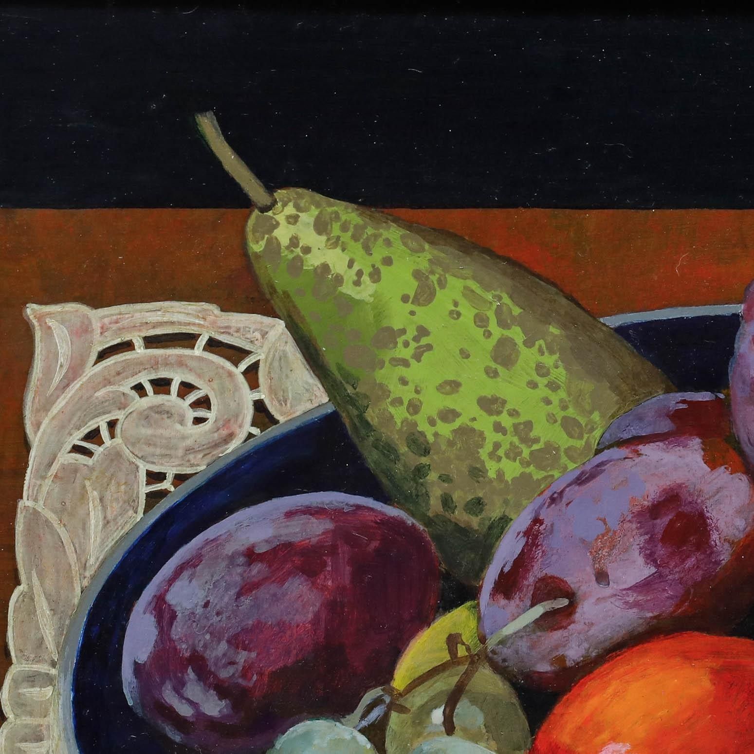 Len Gray 1993 Oil, Still Life Of A Fruit Bowl photo Art
