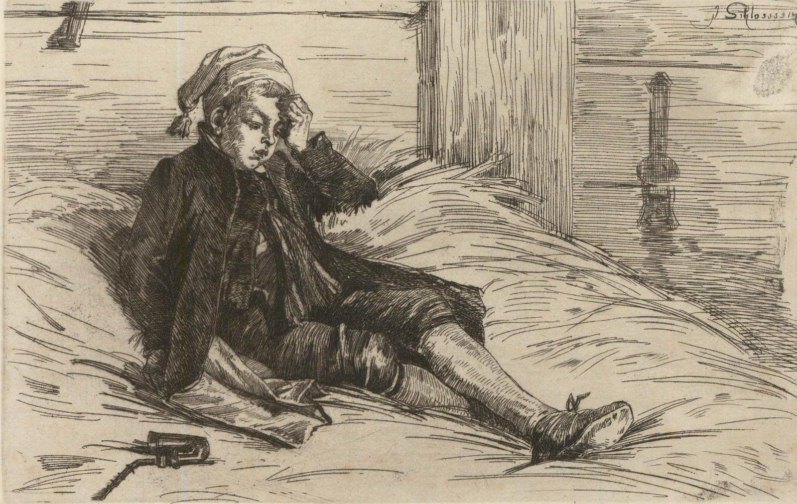After Carl Schloesser (1832 1914) A Pair Of Etchings, Before & After photo vinterior