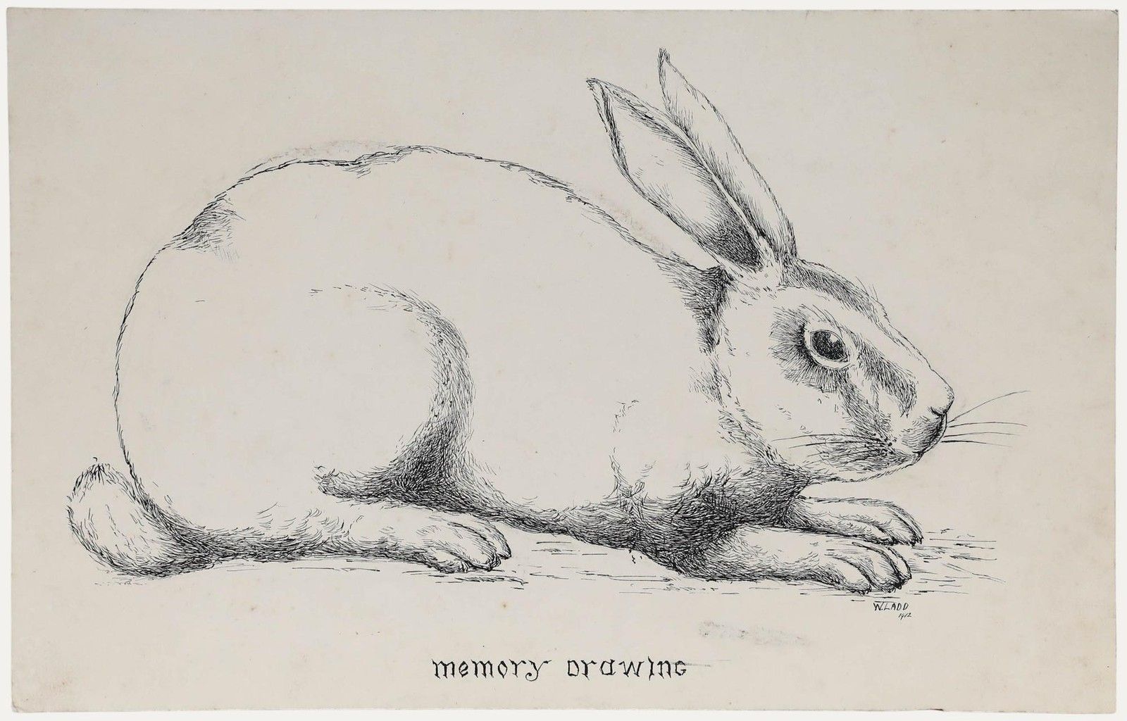 William Henry Ladd Early 20th Century Pen And Ink Drawing, Sketch Of A Rabbit