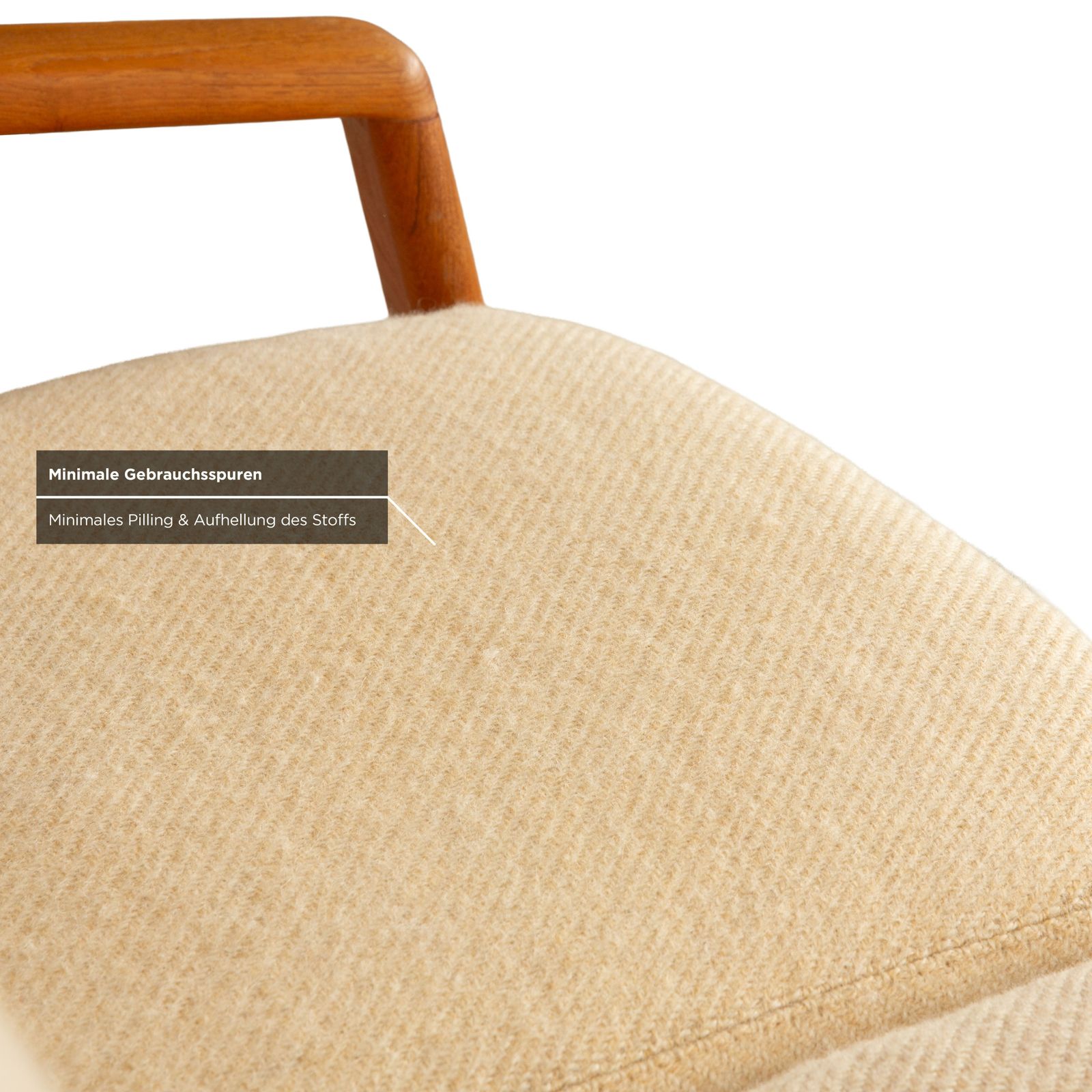 Canapé 2 places Dyrlund en bois et tissu, brun beige, mid-century photo vinterior