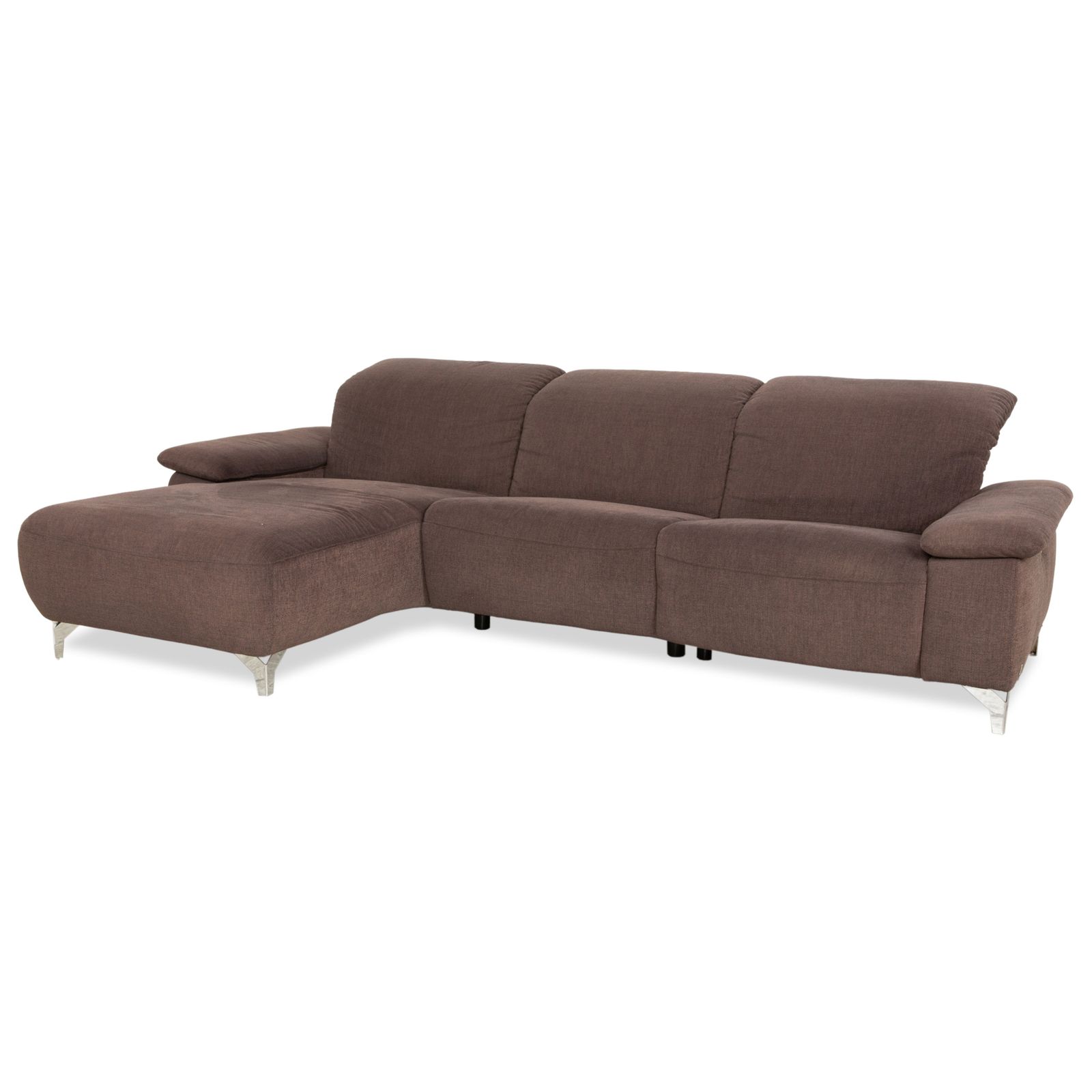 Canapé d'angle Musterring MR 370 en tissu brun, fonction manuelle