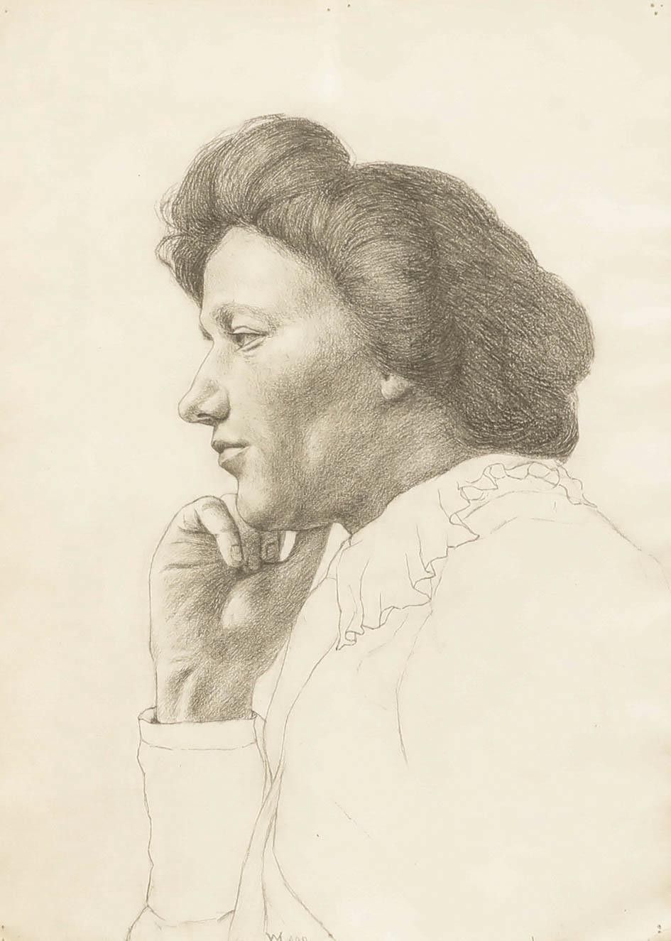 William Henry Ladd Early 20th Century Graphite Drawing, Woman In Profile photo furniture