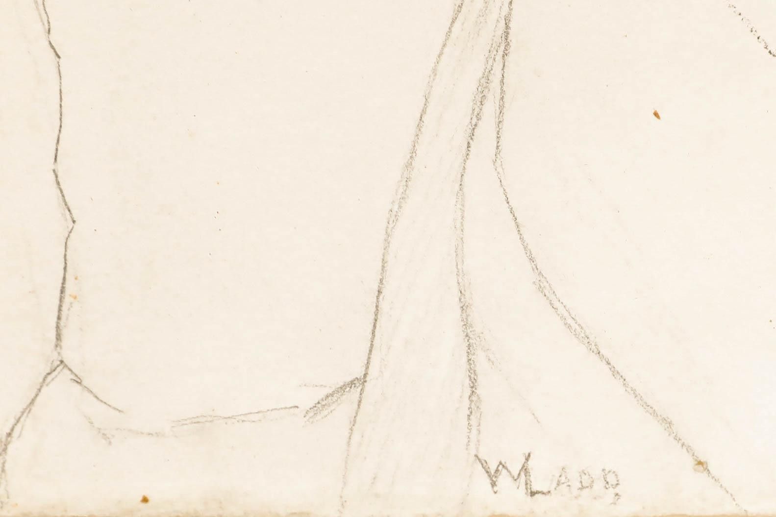 William Henry Ladd Early 20th Century Graphite Drawing, Woman In Profile photo vinterior