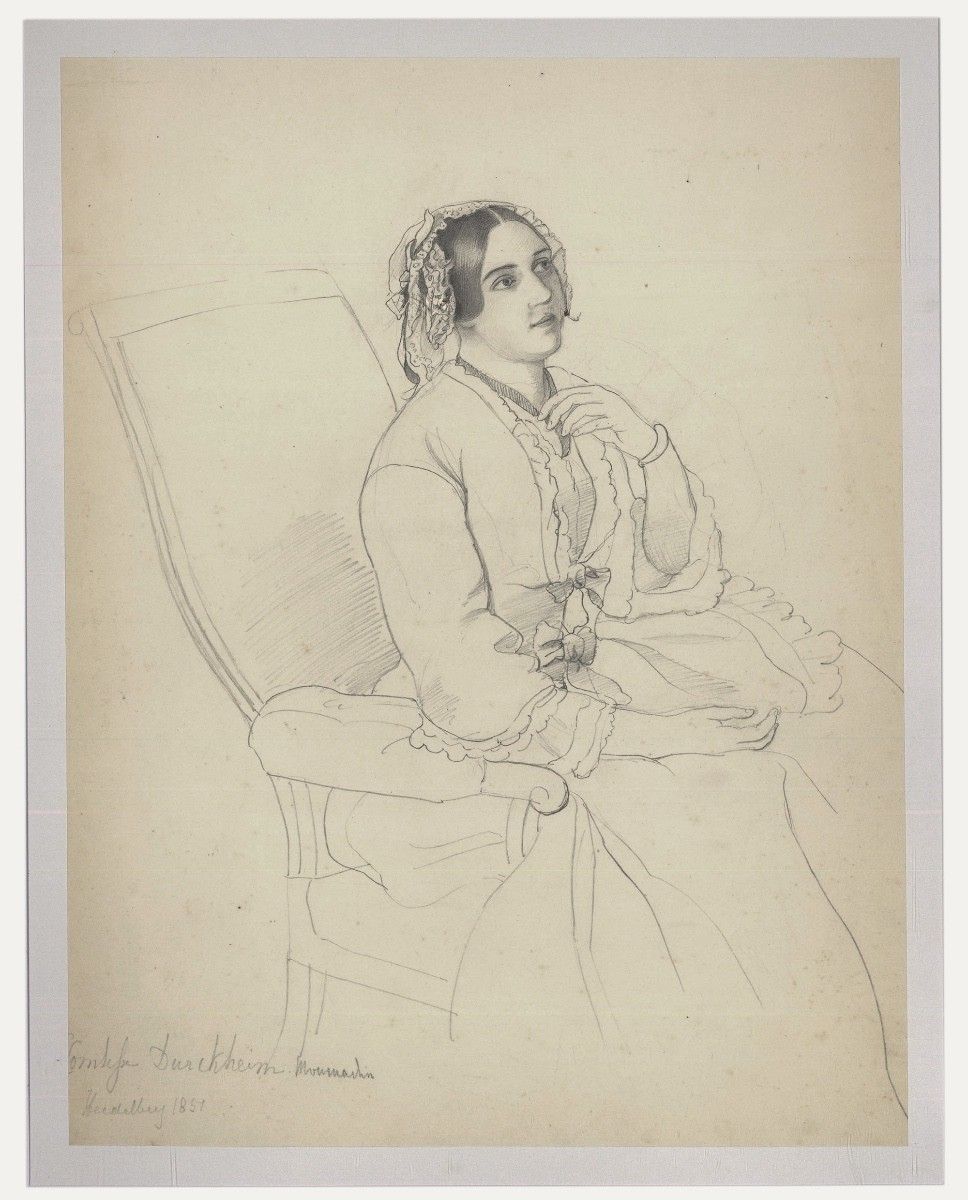 Charlotte Berlichingen 1851 Graphite Drawing, Lady With Lace Bonnet