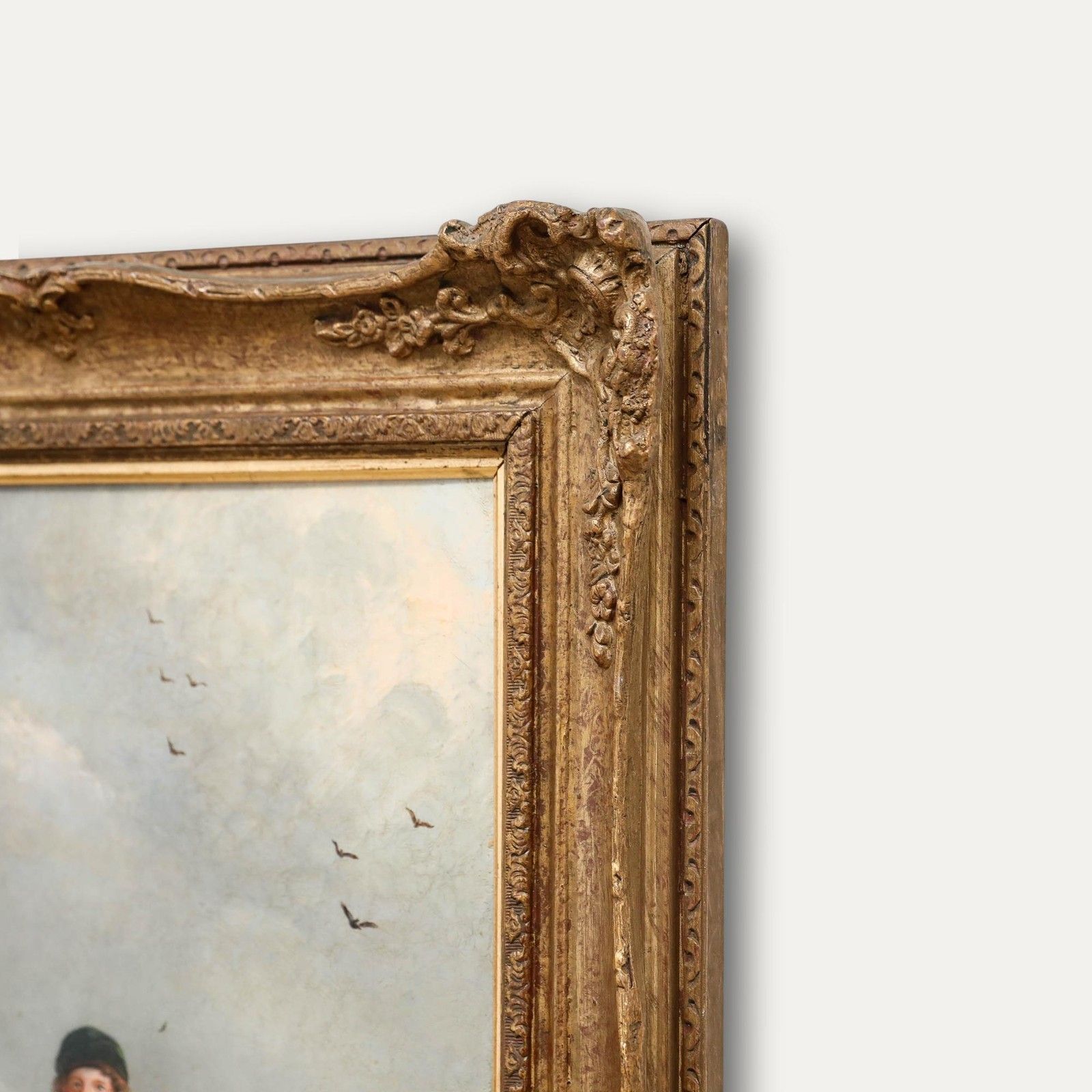 English School 19th Century Oil Portrait Of A Farm Boy With Rattle photo vinterior