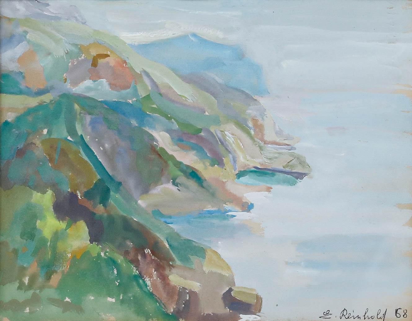 Eleonore Reinhold (1905 1984) 1968 Watercolour, Cliffs In Technicolour photo furniture