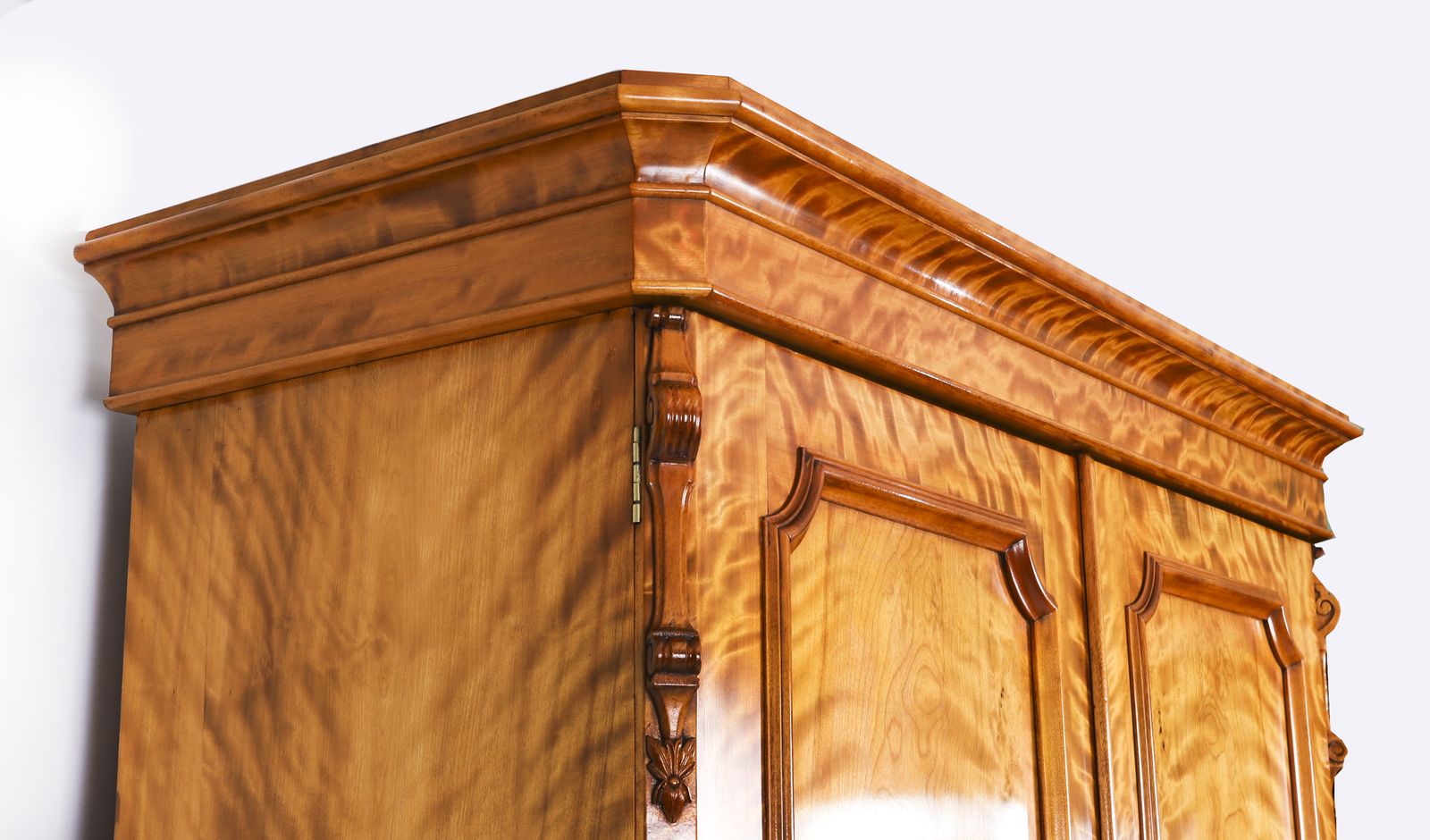 Furniture Antique English Flame Satinwood Wardrobe 19th Century photo