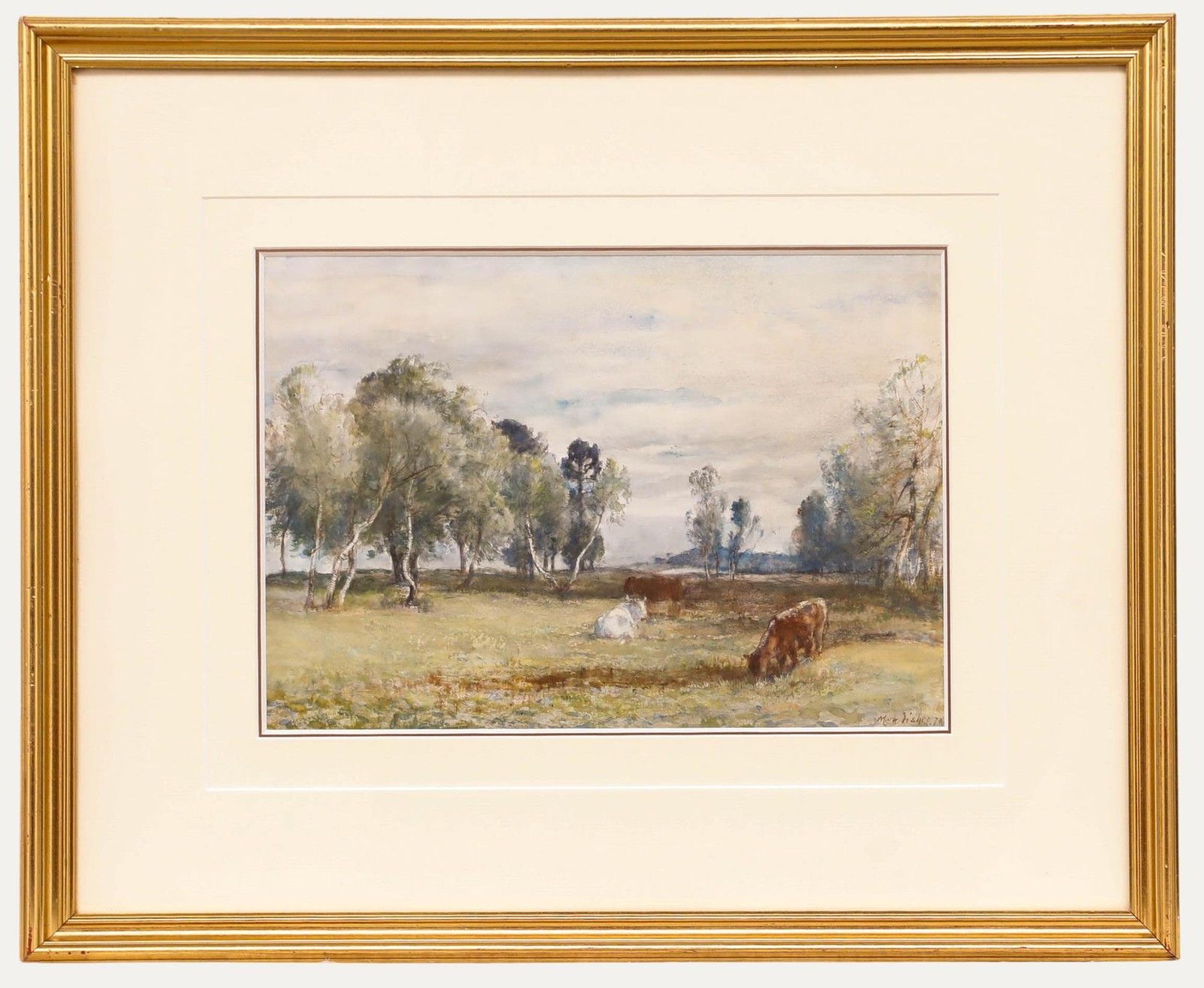 William Mark Fisher Ra (1841 1923) 1876 Watercolour, Cattle In Rural Scene