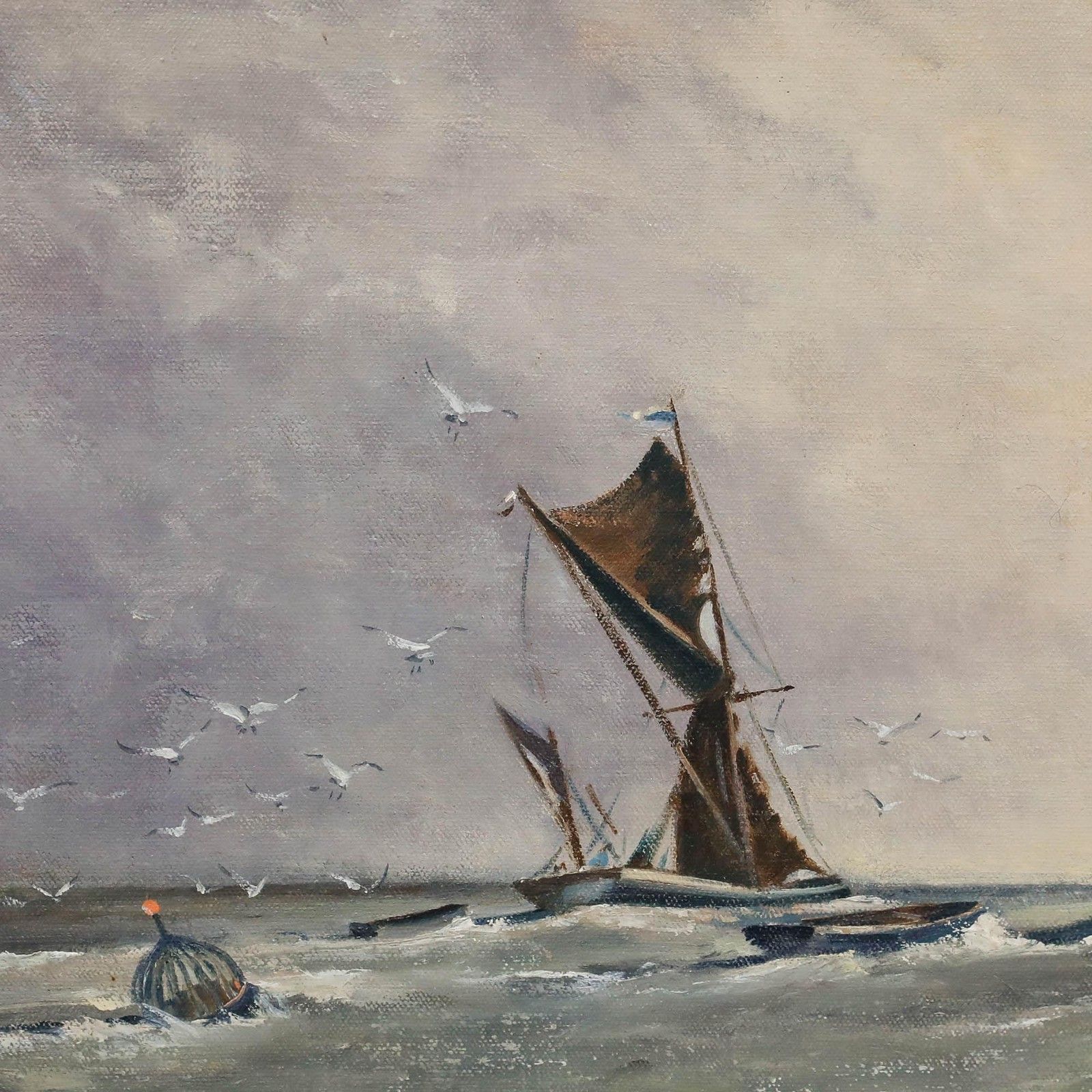 John Horwood (1934 1994) 1975 Oil, Fishing Boats At Full Sail photo Art