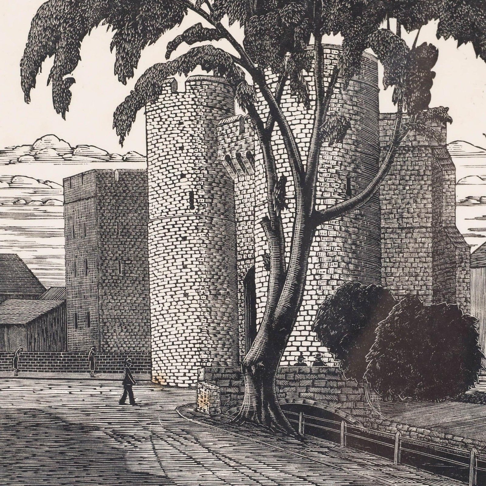 Rev Maurice Frederic Foxell Kcvo (1888 1981) Linoprint, Study Of A Castle photo Art