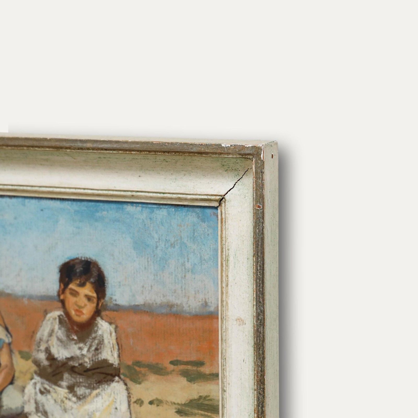Framed 20th Century Oil Young Girls photo vinterior
