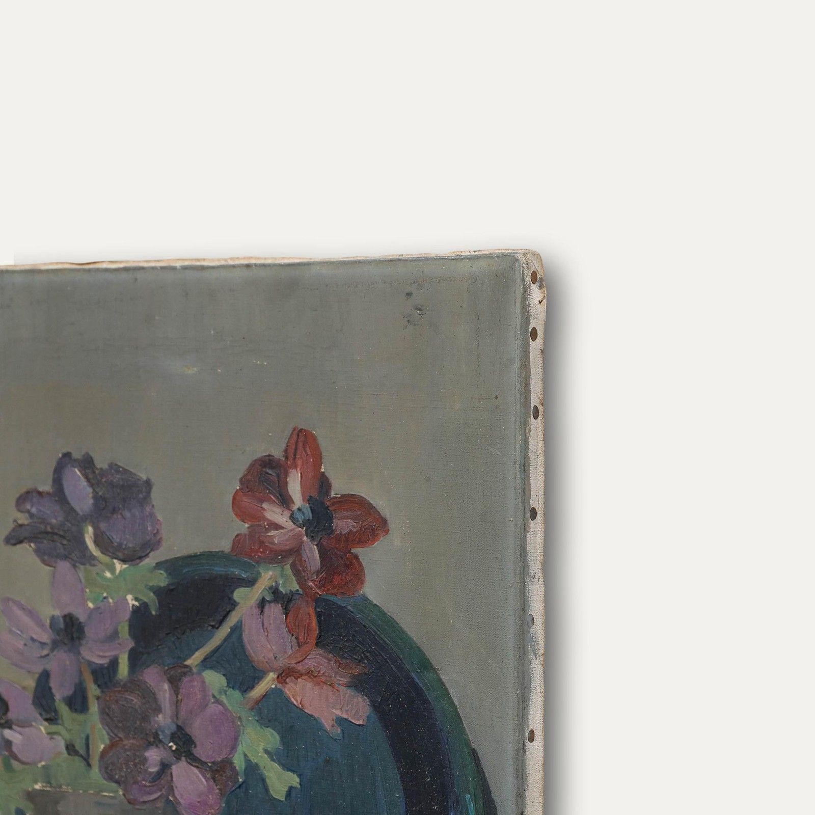 Mid 20th Century Oil Cosmos In A Silver Teapot photo vinterior