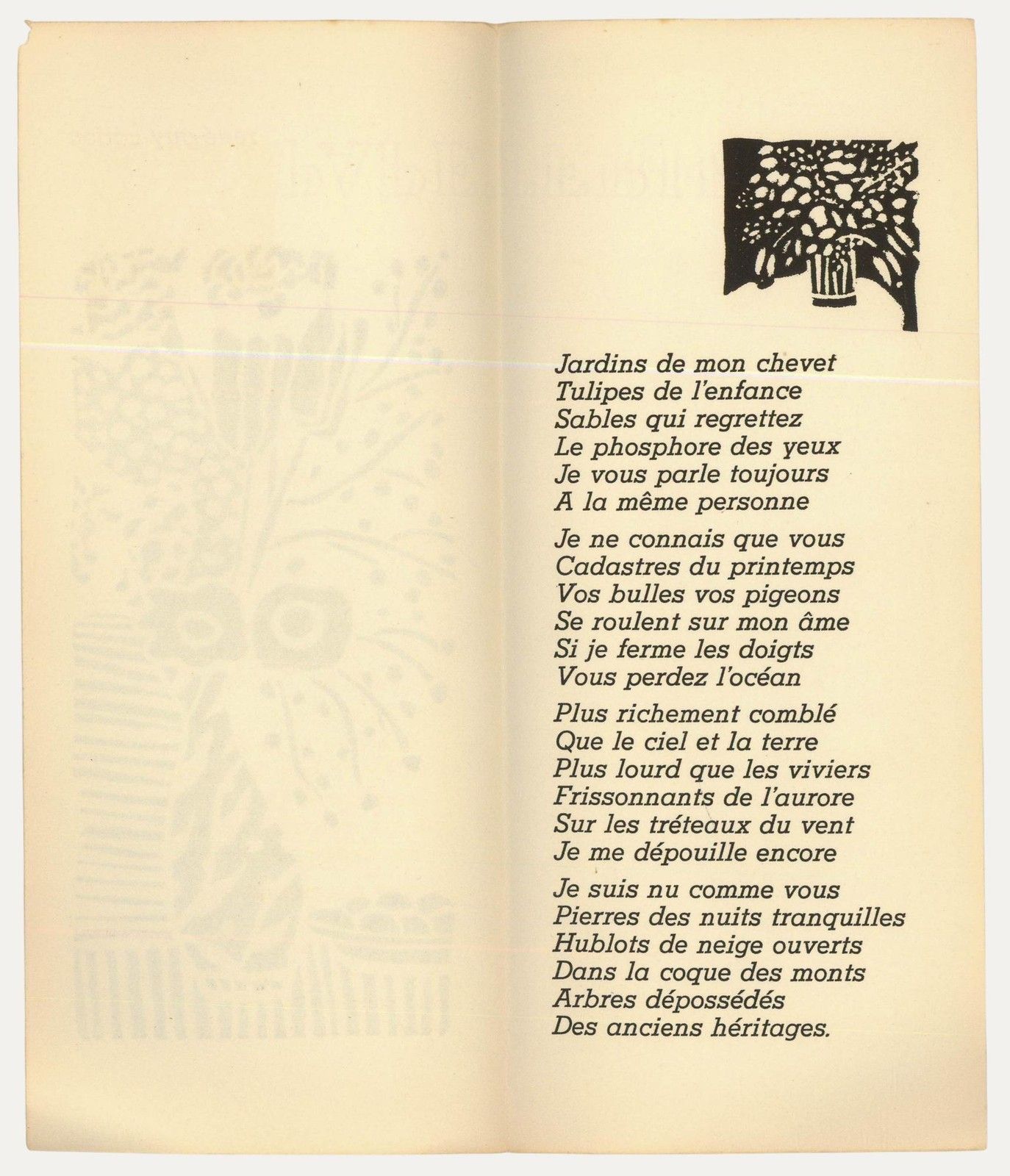 Albert Masri (1927 2020) Mid 20th Century Woodcut, A Poem By René Guy Cadou photo for sale
