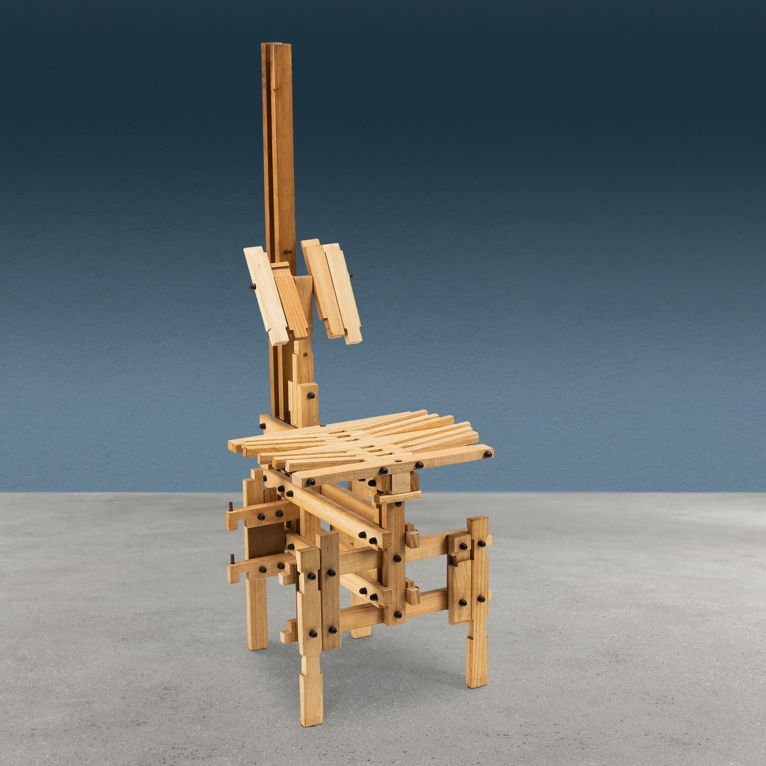 Post Modern Sculptural Chair Wood Design Anacleto Spazzapan