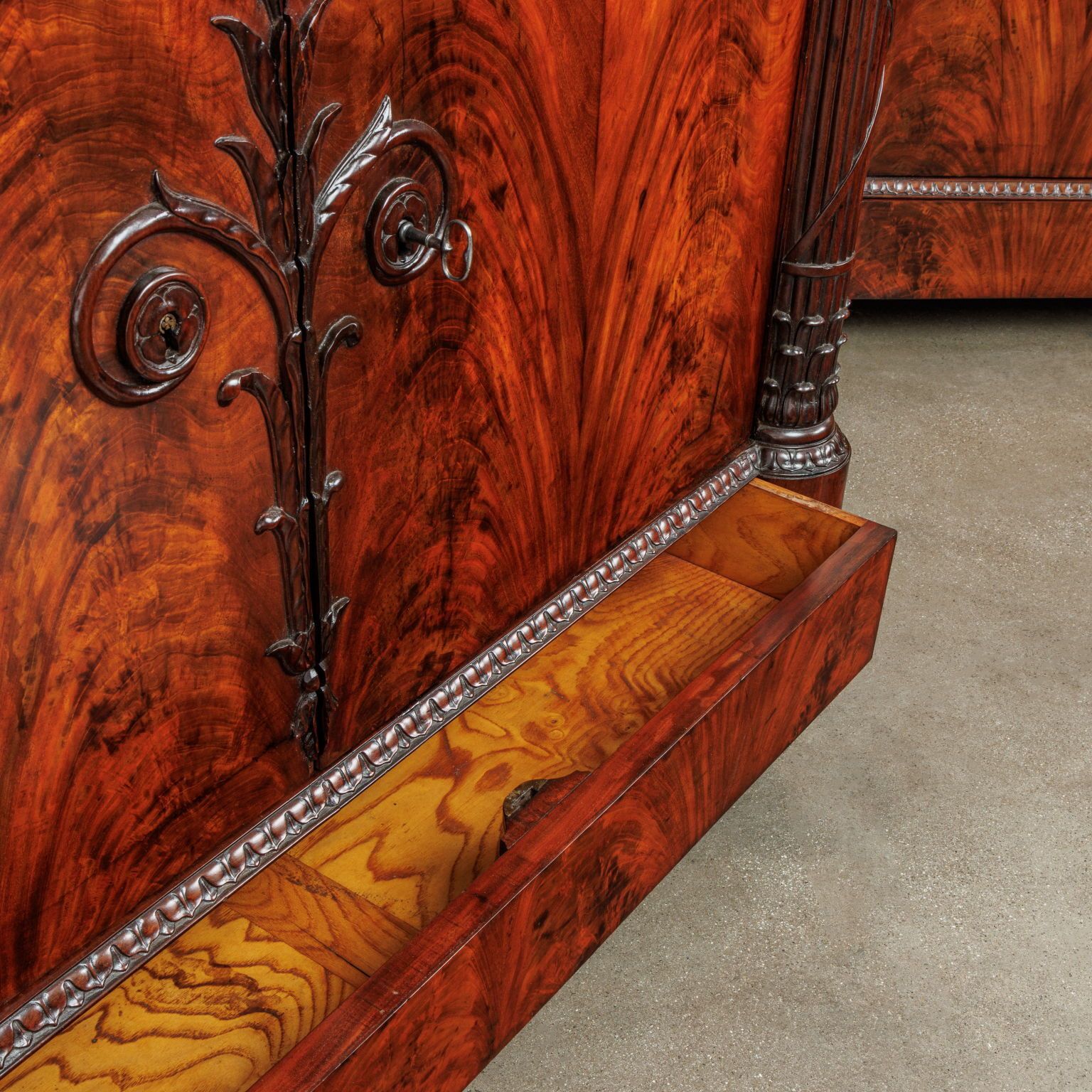 Antique Cupboards Restoration Chestnut Mahogany Marble XIX Century photo vintage