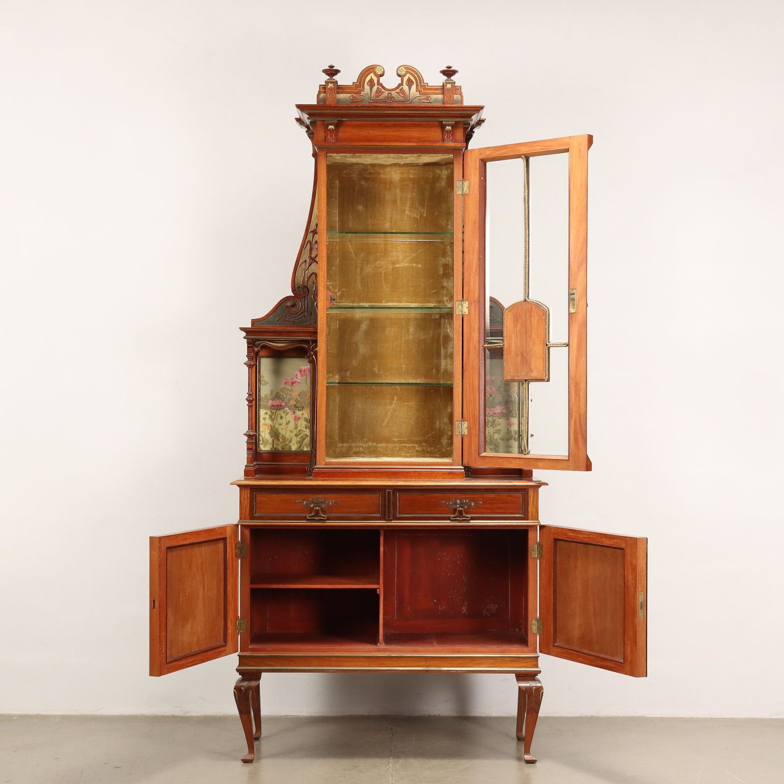Showcase Art Nouveau Mahogany Italy XIX Century photo for sale