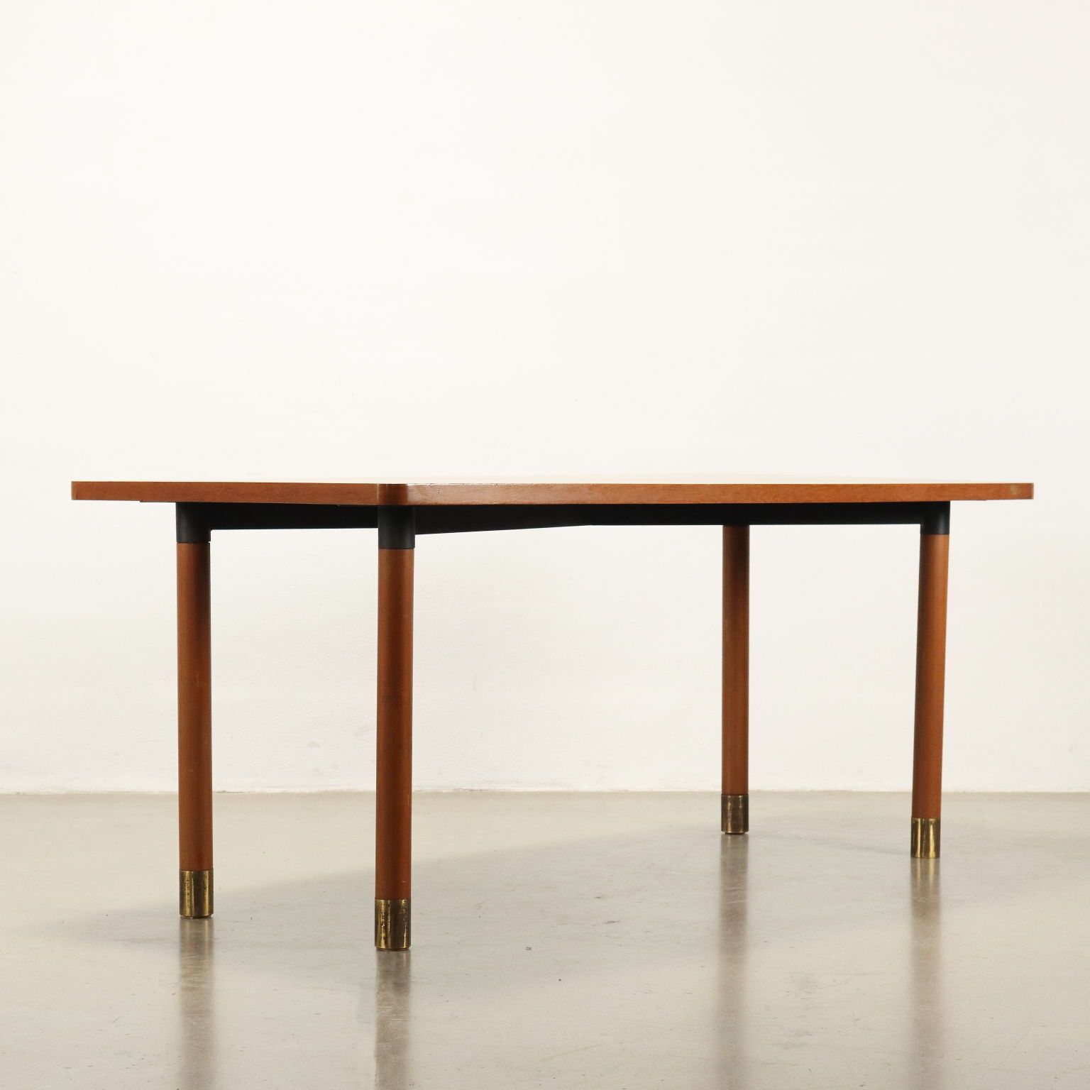 Vintage 1960s Elegant Table Teak Brass Feet Design Italy photo vintage