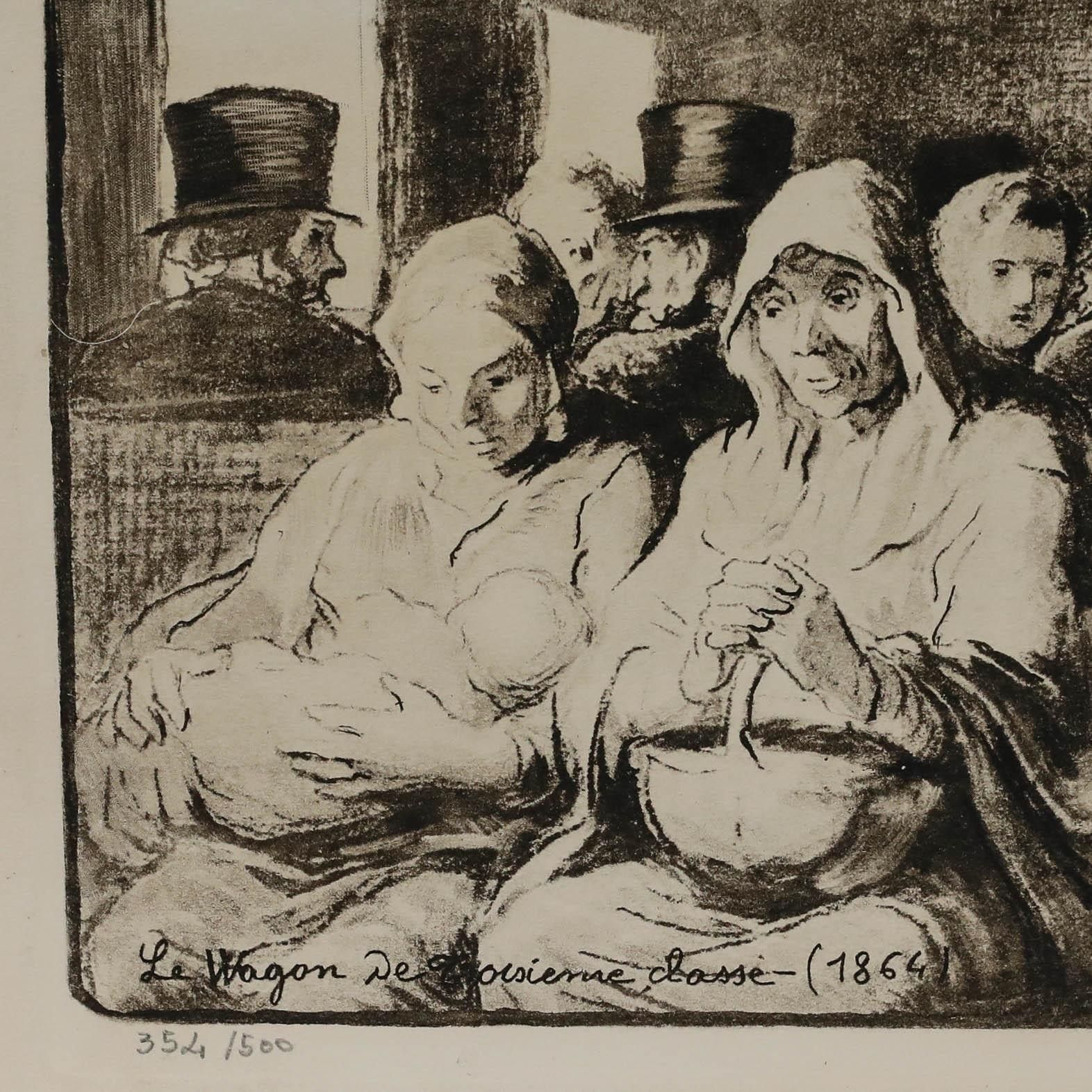 After Honoré Daumier (1808 1879) Lithograph, Le Wagon De Trosieme Classe photo Art