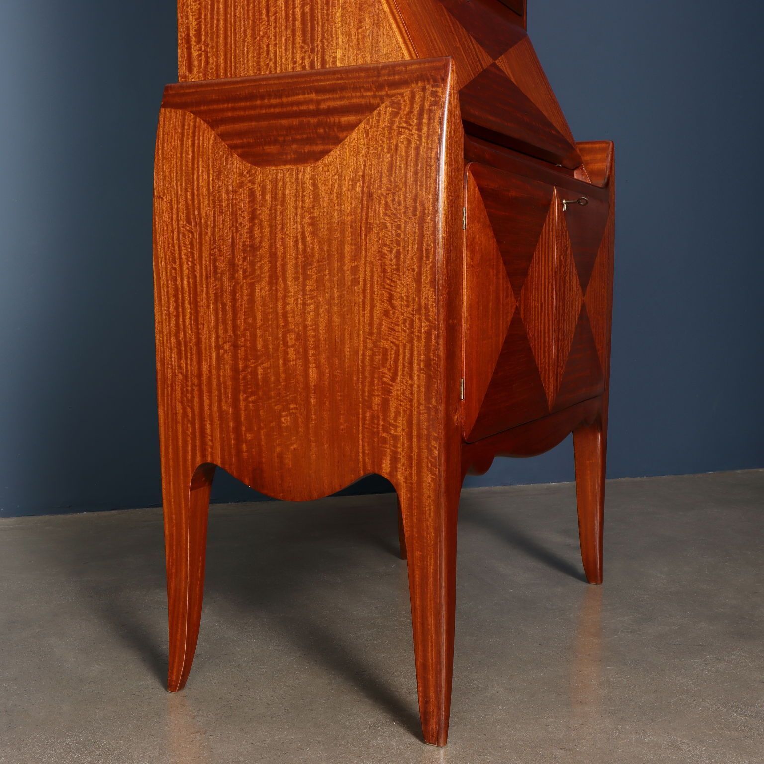 Furniture Vintage Trumeau Mahogany Wood Veneer Italy 1950s photo