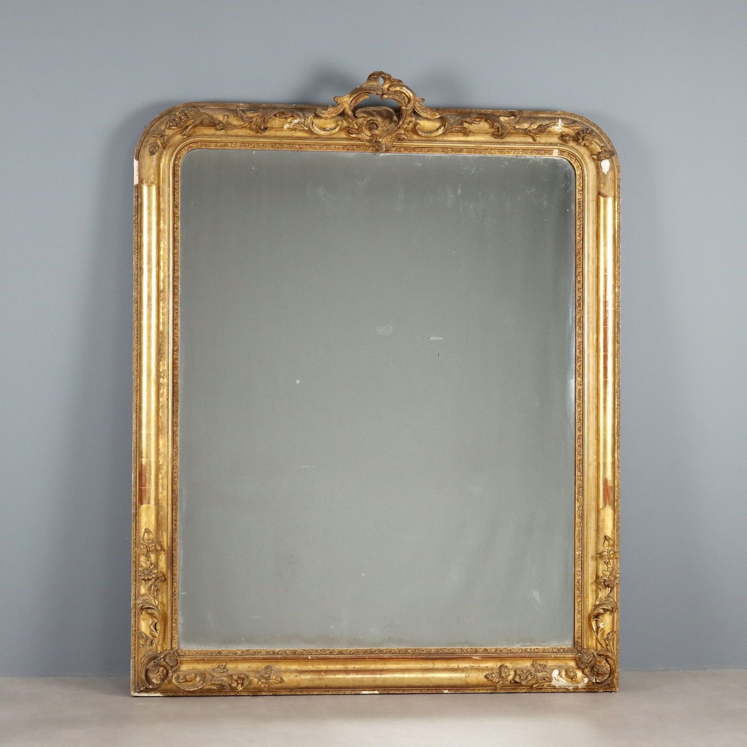 Antique Mirror Gilded Carved Wood France XIX Century