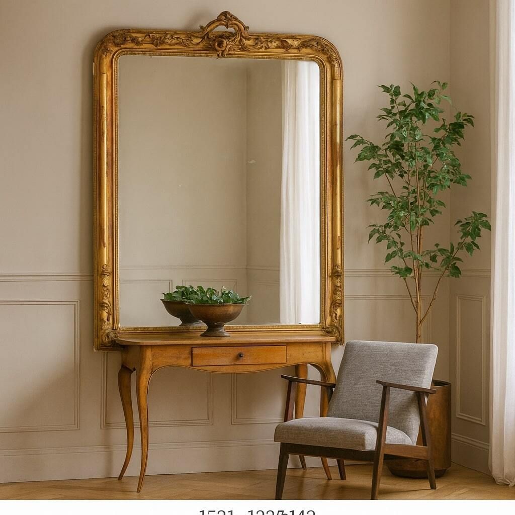 Antique Mirror Gilded Carved Wood France XIX Century photo furniture