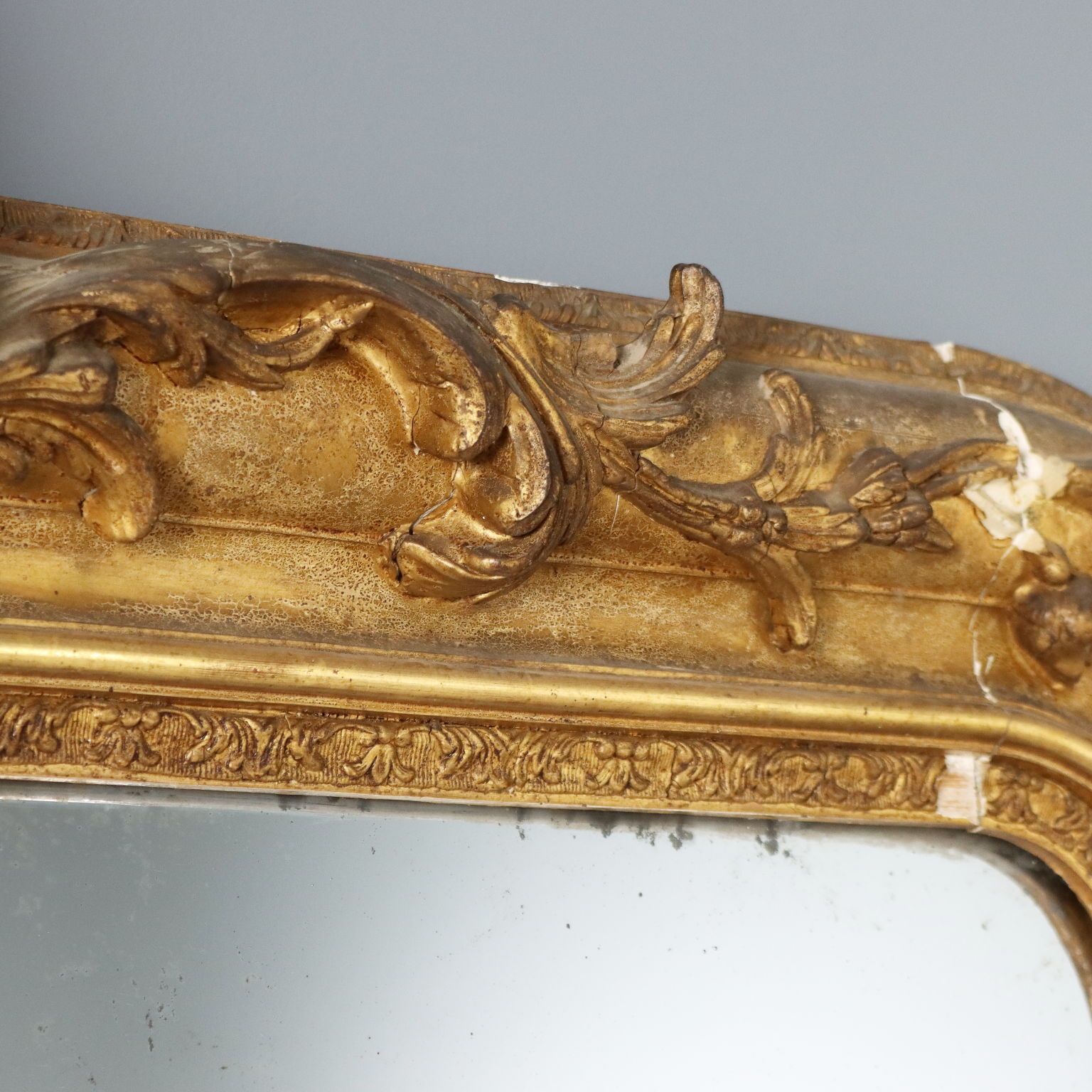 Antique Mirror Gilded Carved Wood France XIX Century photo vinterior