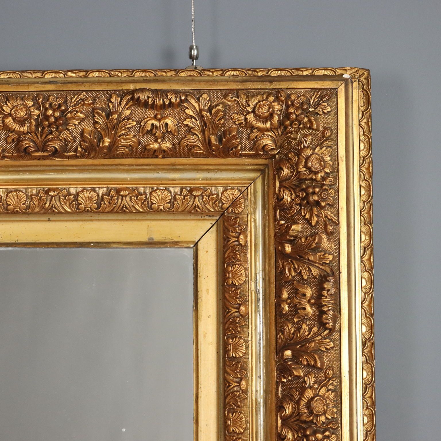 Antique Mirror Carved Gilded Wood Italy XIX Century photo vinterior